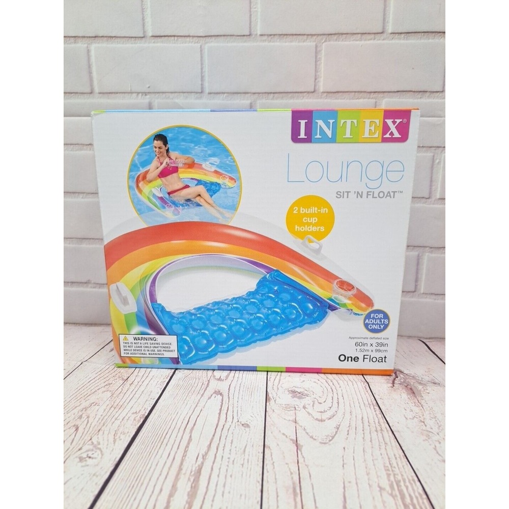 NIB Intex Sit N' Float 60 x 39" Swimming Pool Lounger Water Float 2 Cupholders
